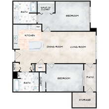 2 Bedroom 2 Bath B E502 floor plan
